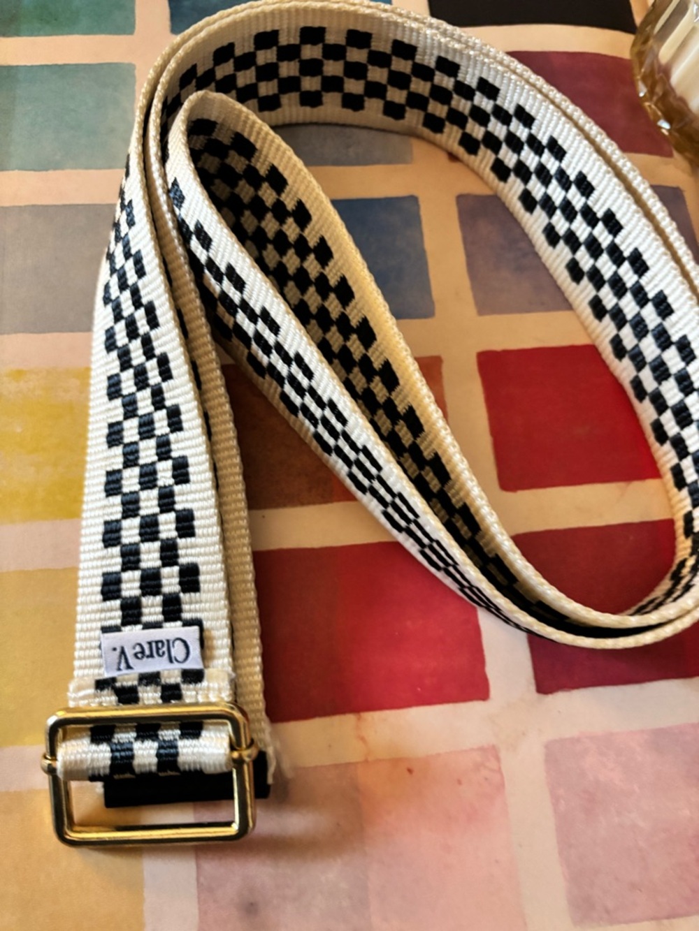 Clare V Black/White Checkered Belt - EUC